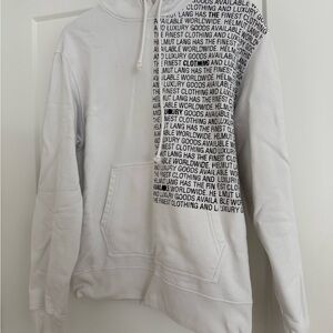 Helmut Lang White Hoodie with Black Text